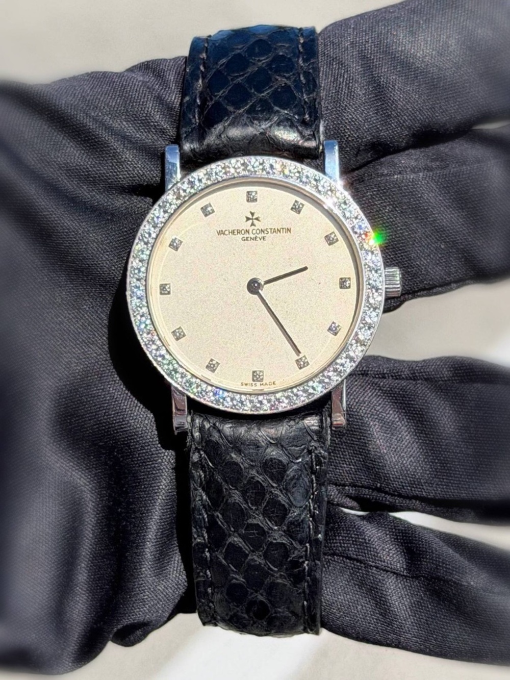 Vintage Vacheron Constantin Geneve  31540 18K White Gold Factory Diamond Watch